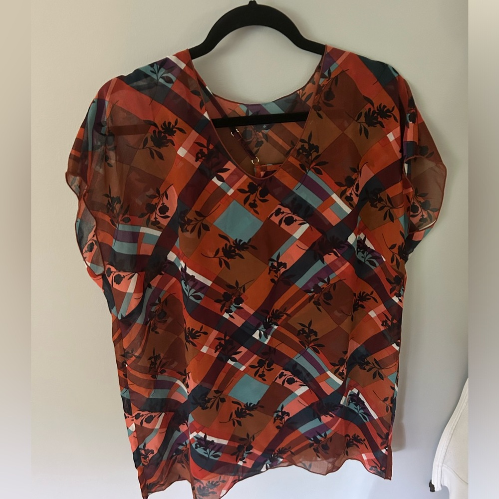 Cabi burnt orange blouse with undershirt
